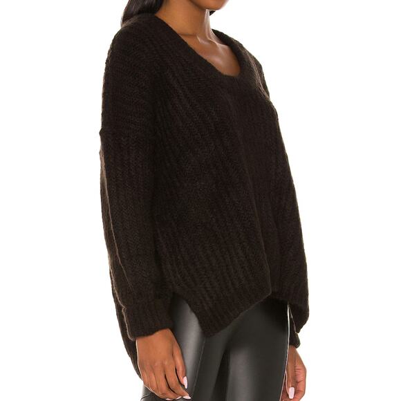 Free People Chunky Knit Blue Bell V-Neck Sweater Small - Picture 2 of 11